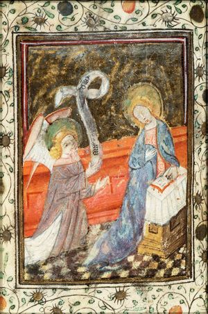 The Annunciation: Gabriel announces Christ's birth to Mary