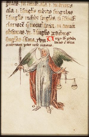 Zodiacal Constellation: Virgo (Astraea) holding scales (August)