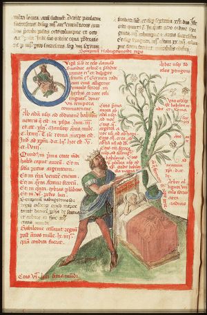 The second dream of King Nebuchadnezzar; Christ as judge seated on a rainbow holding a sword