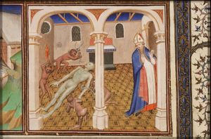St. Alphege, Archbishop of Canterbury, exorcises the devil from a pupil