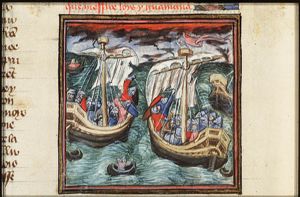 Sea-battle between Luis d'Espagna and Robert d'Artois