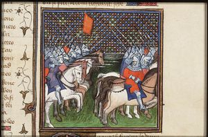 The army of Perducas d'Albret pursued by the French troops