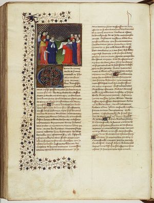 Charles V, king of France, and Charles II, king of Navarre, conclude peace