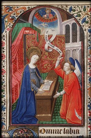 The Annunciation: Gabriel announces Christ's birth to Mary