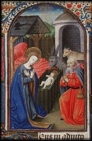 The Nativity: the adoration of the Christ-child by Mary and St. Joseph