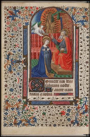 The coronation of Mary by an angel before God enthroned in heaven