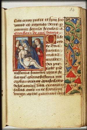 Lamentation: the dead Christ lamented by Mary, St. John and St. Mary Magdalene