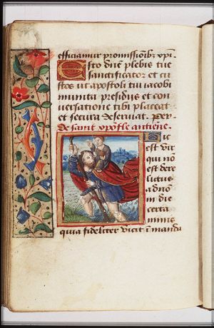 St. Christopher carries the Christ-child