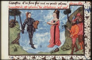 Minerva holding a sword and a shield and Pallas Athene holding a book