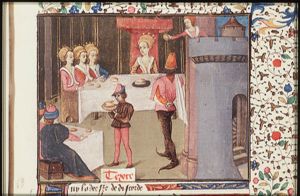 Discord casts down the golden apple at the wedding-feast of Peleus and Thetis