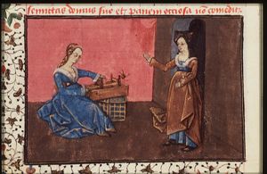 Arachne boasts to Minerva about her weaving and is changed into a spider