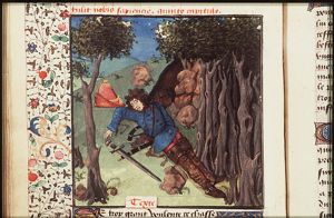 Adonis is killed by a boar in the forest