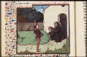 Orpheus tames wild animals by playing his lyre