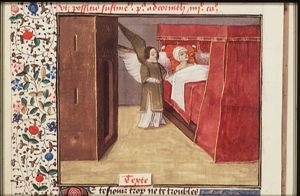 Morpheus brings sleep to a man in bed