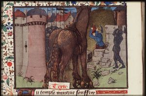 The Trojan gate is enlarged to permit entrance to the Trojan Horse