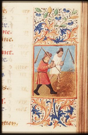August: two men threshing