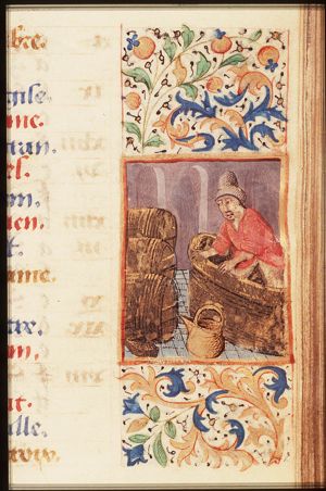 September: a man treading grapes