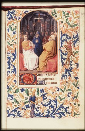 Pentecost: the Holy Spirit descends upon Mary and the apostles