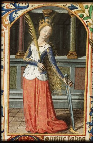 St. Catherine of Alexandria holding a palm and a sword
