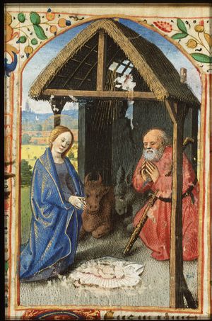 The Nativity: the adoration of the Christ-child by Mary and St. Joseph