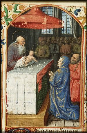 The presentation in the temple: Mary presents the Christ-child to Simeon