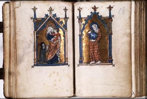 Madonna: Mary holding the Christ-child, with a kneeling nun (donor)