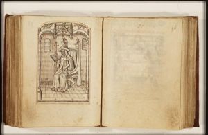 St. Jerome, as a cardinal, seated, with an open book, pulling a thorn out of the paw of a lion