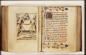 The martyrdom of St. Erasmus of Formiae: his bowels are wound on to a windlass