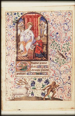 Madonna: Mary enthroned, holding the Christ-child, with Simon de Varie kneeling before her