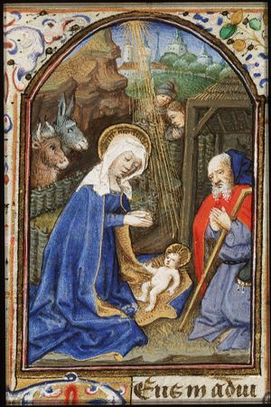 The Nativity: the adoration of the Christ-child by Mary and St. Joseph