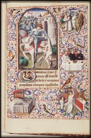St. Martin, Bishop of Tours, gives part of his cloak to a beggar