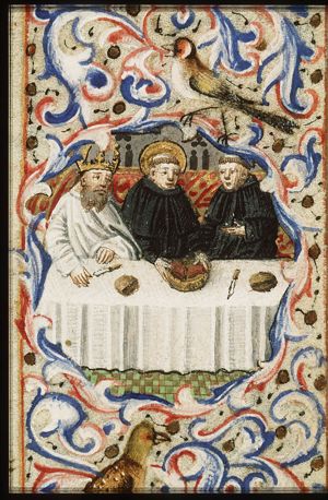 St. Martin, Bishop of Tours, at table with the Emperor Maximus