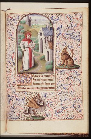 St. Fiacre of Meaux holding a book and a spade