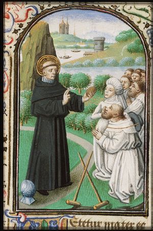 St. William of Gellone preaching, a helmet at his feet