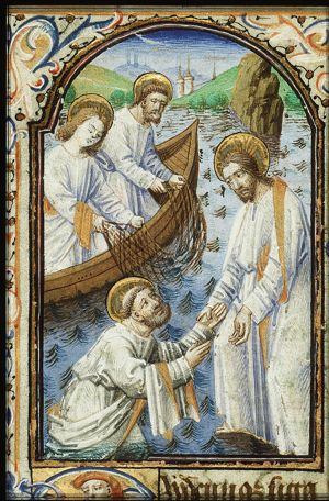 Christ appears at the Lake of Gennesaret, St. Peter walks on the water