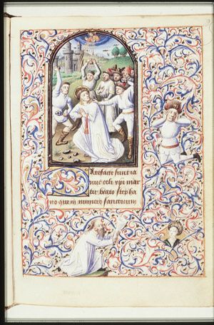 The martyrdom of St. Stephen: he is stoned to death
