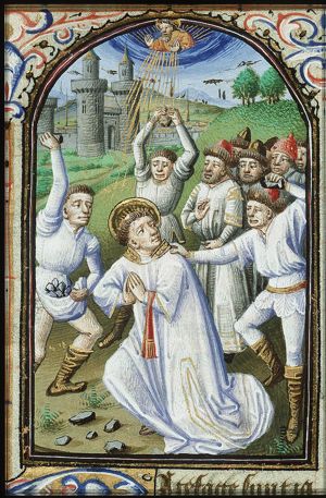 The martyrdom of St. Stephen: he is stoned to death