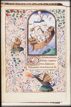 St. Claudius, Bishop of Besançon, stills a storm at sea