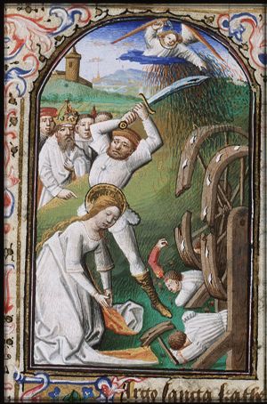 The martyrdom of St. Catherine of Alexandria: she is beheaded