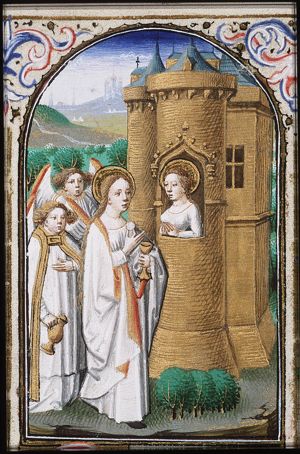St. Avia of Paris in prison receives a host from Mary