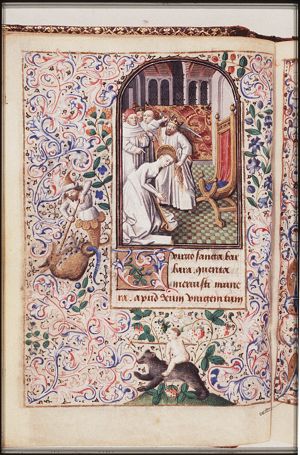 The martyrdom of St. Barbara: she is beheaded by her father Dioscuros
