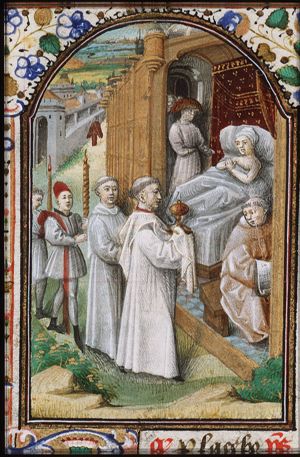 A priest on his way to a dying person to administer extreme unction