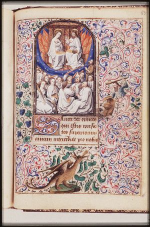 Christ and Mary enthroned in heaven with saints (All Saints)