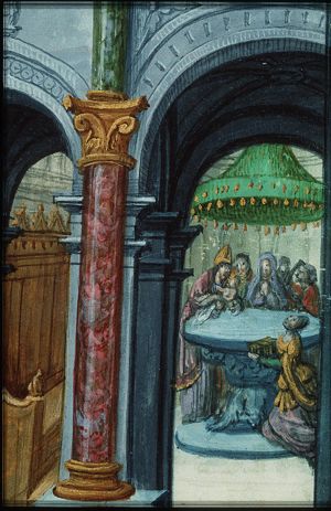 Jean Lallemant le Jeune looking at the presentation in the temple