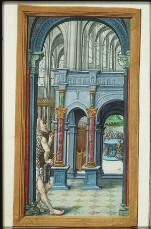 Jean Lallemant le Jeune looking at the presentation in the temple