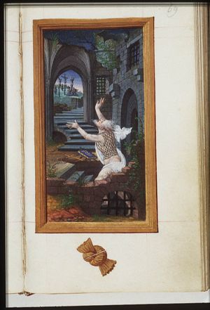 Jean Lallemant le Jeune looking at the Crucifixion with Mary, St. John, the two malefactors and soldiers