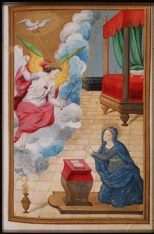 The Annunciation: Gabriel announces Christ's birth to Mary