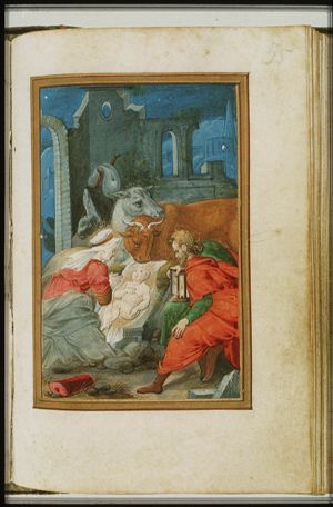 The Nativity: the adoration of the Christ-child by Mary and St. Joseph