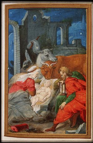 The Nativity: the adoration of the Christ-child by Mary and St. Joseph
