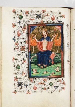 The Last Judgement: Christ on a rainbow raises the dead